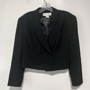 Christian Dior 
Black Cropped Double-Breasted Blazer Jacket